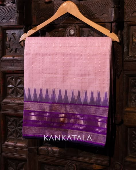 Kankatala Sarees, Wedding Blouses, Purple Border, Checks Saree, Half Saree Designs, Trendy Blouses, Trendy Blouse, Gold Border, Trendy Blouse Designs