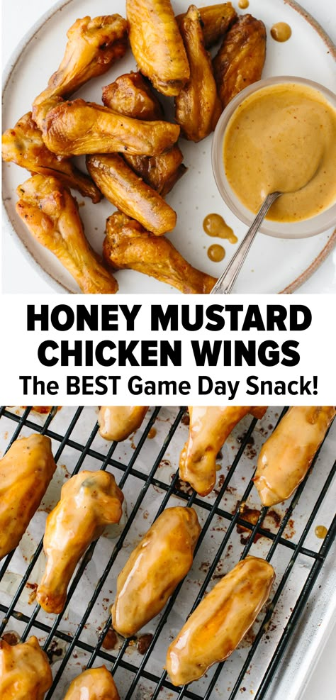 Honey Mustard Wings, Chicken Honey Mustard, Honey Mustard Chicken Wings, Wings Oven, Oven Chicken Wings, Trophy Diy, Super Bowl Trophy, Mustard Chicken Recipes, Wing Sauce Recipes