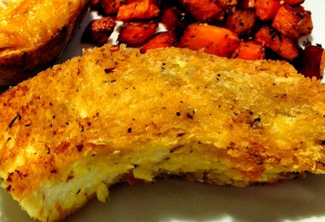 Parmesan Crusted Halibut… – You Betcha Can Make This! Parmesan Crusted Halibut Recipe, Parmesan Crusted Halibut, How To Cook Halibut, Parmesan Crusted Fish, Crusted Halibut, Pescetarian Recipes, Breaded Pork Chops, Low Fat Dinner, Halibut Recipes