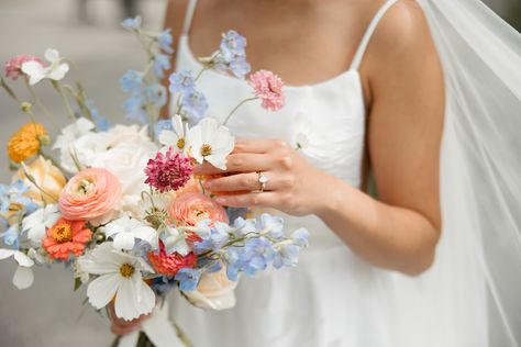 Wild Flower Arch, Wedding Dress And Bouquet, Isle Flowers, Small Wedding Bouquets, Peach Bouquet, Cottage Wedding, 2025 Wedding, Eclectic Wedding, Ireland Wedding