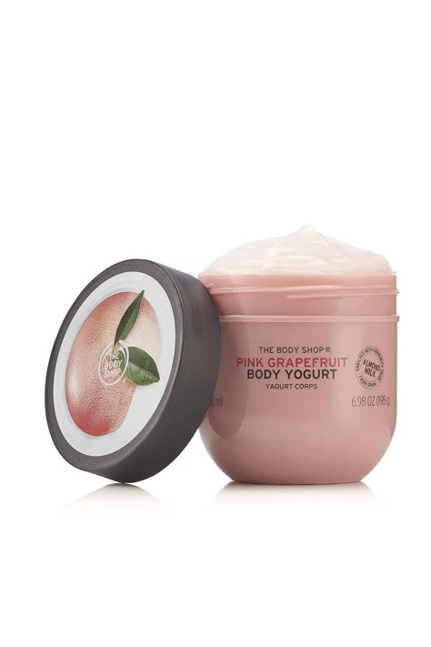 The Body Shop Pink Grapefruit Body Yogurt, 6.98 Oz (Vegan) #BodyShop #BodyYogurt #SKINCARE Body Shop Body Yogurt, Pink Grapefruit Body Shop, Body Yogurt, Organic Almond Milk, British Rose, Almond Seed, Yogurt Shop, Fruit Water, Pink Body