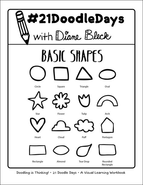 Lesson 02: Basic Shapes Simple Shapes To Draw, Doodle Shapes Simple, Doodle Practice, Basic Shapes Drawing Art Lessons, Basic Shapes Drawing, Learn To Doodle, Learning To Doodle For Beginners, Basic Shapes Drawing For Kids, Oodles Of Doodles Challenge