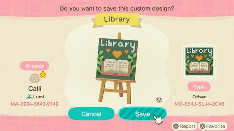 Animal Crossing Museum Sign, Animal Crossing Library Code, Acnh Library Design Code, Acnh Library Codes, Acnh Flag Design Code, Acnh Apocalypse, Acnh Layout, Mushroom Core, Clothing Codes