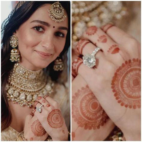 Alia Bhatt Wedding Mehndi, Alia Bhatt Wedding, Wedding Mehndi Design, Cocktail Party Jewelry, Heritage Wedding, Office Jewelry, American Diamond Jewellery, Diamond Mangalsutra, Wedding Mehndi