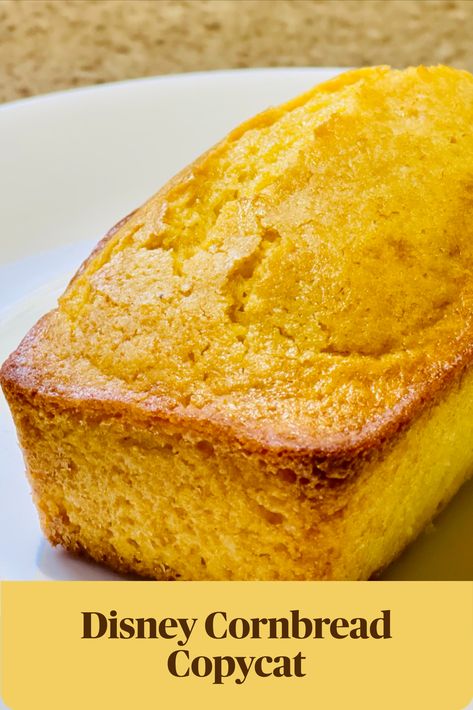 Cornbread Recipe Loaf Pan, Disney Cornbread Recipe, Award Winning Cornbread Recipe, Corn Bread Loaf, Cake Cornbread, Spoon Bread Recipe, Cornbread Loaf, Disneyland Recipes, Fluffy Cornbread