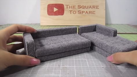 (43) DIY Miniature Sectional Couch (with chaise) - YouTube Diy Doll Sofa, Sectional Couch With Chaise, Barbie House Furniture, Family Sofa, Dollhouse Design, Diy Living Room Furniture, Dollhouse Living Room, Couch With Chaise, Keep Clean