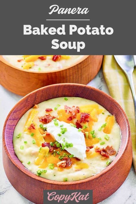 Panera Potato Soup, Baked Potato Soup Copycat, Potato Soup Panera, Potato Soup Copycat, Panera Baked Potato Soup, Garlic Cream Cheese, Panera Recipes, Cream Cheese Potatoes, Best Potato Soup