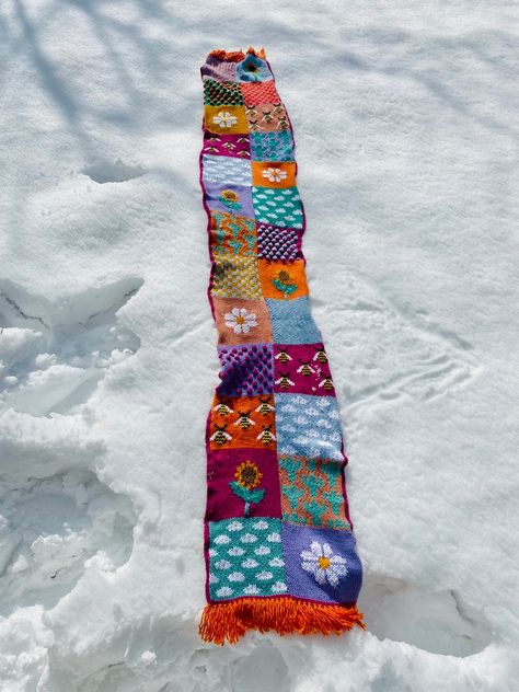 Handknit Colorful Patchwork Scarf Harry Styles Granny Square - Etsy Sweden Hippy Blanket, Patchwork Scarf, Merino Wool Scarf, Scarf Crochet, Handmade Scarves, Blanket Scarf, Patchwork Designs, Crochet Scarves, Wool Scarf