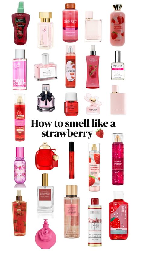 how to smell like a strawberry- strawberry perfumes, lotions, body sprays Strawberry Perfume, Body Perfume, Pound Cake With Strawberries, Fragrances Perfume Woman, Daisy Love, Body Sprays, Best Perfume, Body Spray, Fragrances Perfume