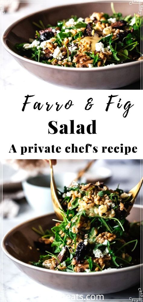 Maple Tahini Dressing, Farro Recipes, Fig Salad, Salad Salad, Eat Salad, Tahini Dressing, Toasted Walnuts, Vegan Salad, Side Salad