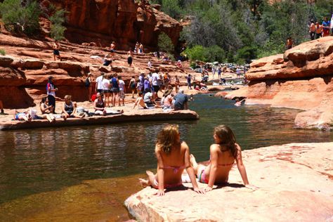 11 Out Of This World Summer Day Trips To Take In Arizona Arizona Day Trips, Slide Rock State Park, Slide Rock, Oak Creek Canyon, Visit Sedona, Petrified Forest National Park, Sedona Az, Arizona Travel, Sedona Arizona