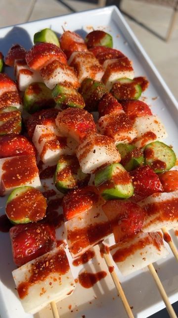 #follow #foodie #food #snacks #blogging #blogger #blog Cucumber Chamoy, Candy With Chamoy And Tajin, Chamoy Cucumber, Chamoy Strawberries, Mexican Snack Foods, Mexican Party Food, Mexican Snacks, Appetizers Easy Finger Food, Mexican Food Recipes Easy