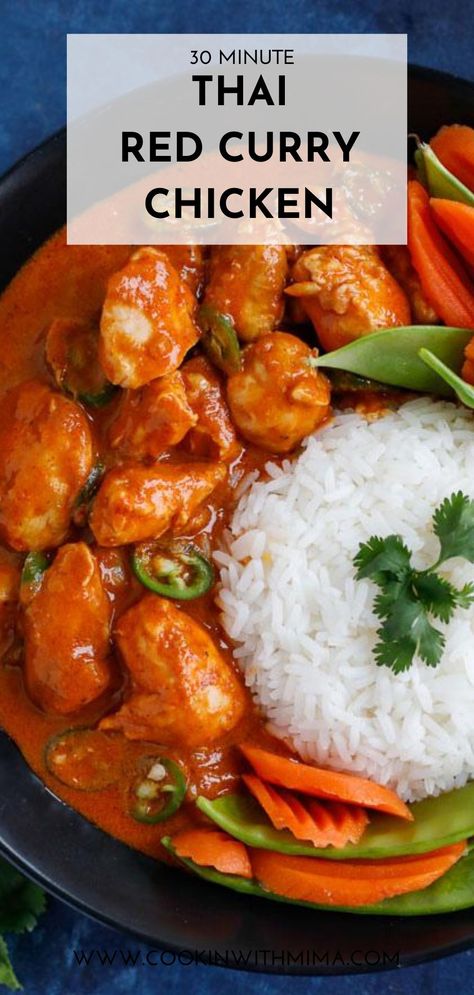 Thai Red Curry Chicken Recipe, Easy Thai Red Curry, Thai Red Curry Chicken, Curry Chicken Recipe, Pastry Dishes, Red Curry Sauce, Serrano Peppers, Dairy Free Protein, Red Curry Chicken