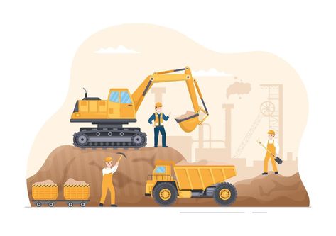 Mining Illustration, Construction Illustration, Industry Illustration, Happy Fathers Day Cake, Web Illustration, Dumper Truck, Mining Company, Design Animation, Coal Mining