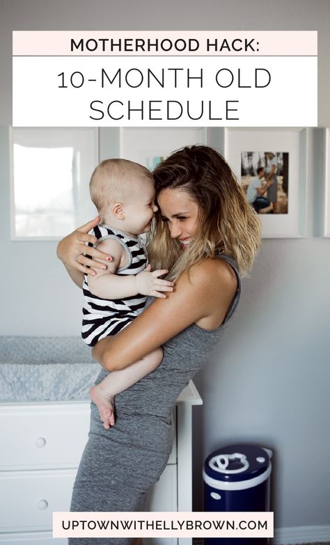 Houston lifestyle blogger Uptown with Elly Brown shares her 10 month old schedule from sleeping, eating, and activity time. Click here for more! 10 Month Old Schedule, Going To Bed Early, Baby Meal Plan, Shopping List Clothes, Inspirational Quotes For Moms, Bed Early, Baby Schedule, Kids Schedule, Casual Outfits For Moms