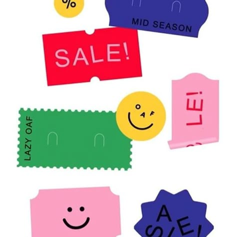 lazyoafs Sale Design Graphics Ideas, Sale Sticker, Sale Tag, Lazy Oaf, Print Layout, Church Design, Tag Sale, Graphic Design Posters, Graphic Design Inspiration