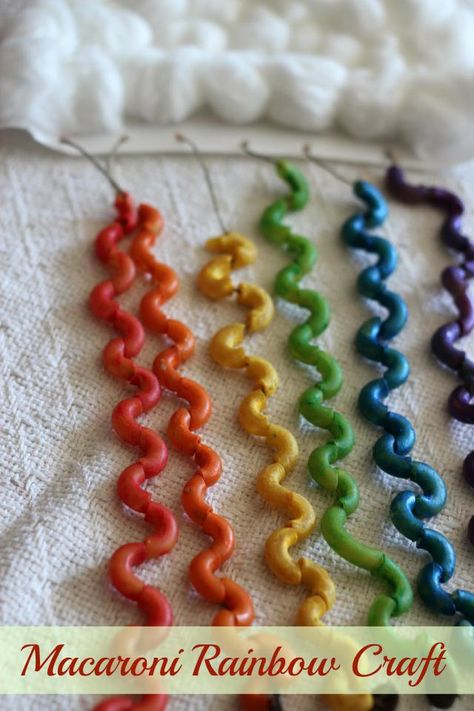 8 Pasta Noodle Art Projects: Macaroni Rainbow Craft Macaroni Art, Macaroni Crafts, Pasta Crafts, Noodle Art, Pasta Art, Fun Indoor Activities, Rainy Day Crafts, Mothers Day Crafts For Kids, Rainbow Crafts