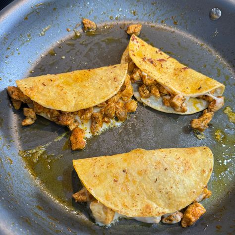 One Pan Chicken Tacos - Cooking in the Midwest Mini Chicken Tacos, Cooking In The Midwest, Homemade Spanish Rice, Fried Chicken Taco, Creamy Chipotle Sauce, Fried Tacos, Fried Beans, Chicken Taco Recipes, Pan Fried Chicken