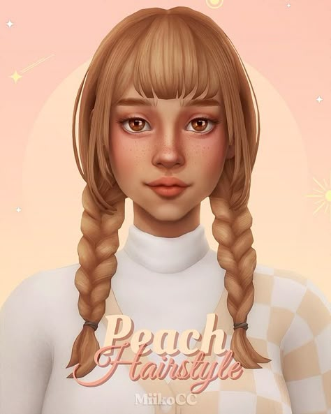 Hair Ts4, Feminine Hair, Sims Download, Cc Hair, Peach Hair, Sims 4 Mm Cc, Sims 4 Cc Skin, Sims 4 Cc Folder, Sims 4 Characters