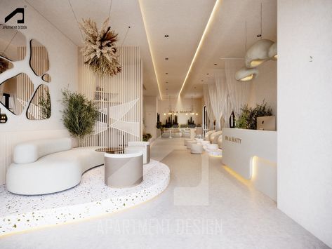 Beauty Salon Design Idea, Contemporary Salon Interior Design, Skin Care Salon Decor, Modern Spa Design Interiors, Interior Beauty Salon Design, Beauty Spa Decor, Facial Spa Interior Design, Skincare Interior Design, Salon Architecture Design