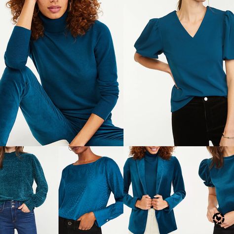 House Of Colour Blue Autumn, Blue Autumn House Of Colour, Vibrant Autumn Outfits, Hoc Blue Autumn, Blue Autumn Color Palette, Hoc Autumn, Boatneck Blouse, Deep Autumn Color Palette, Blue Autumn