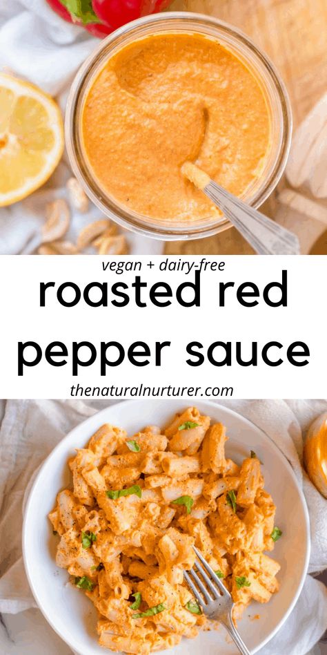 Roasted Veggies Pasta, Veggies Pasta, Vegan Sauce Recipes, Roasted Red Pepper Sauce, Healthy Sauces, Pasta Chicken, Red Pepper Sauce, Vegan Sauces, Roasted Red Pepper