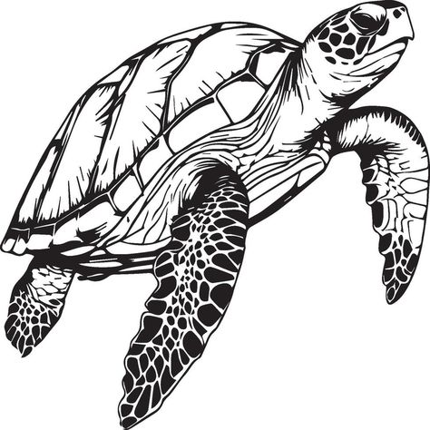 Turtle Clipart Black And White, Sea Turtle Black And White, Sea Turtle Outline, Turtle Black And White, Sea Turtle Coloring Pages, Turtle Clip Art, Turtle Outline, Turtle Coloring, Wooden Spoon Crafts