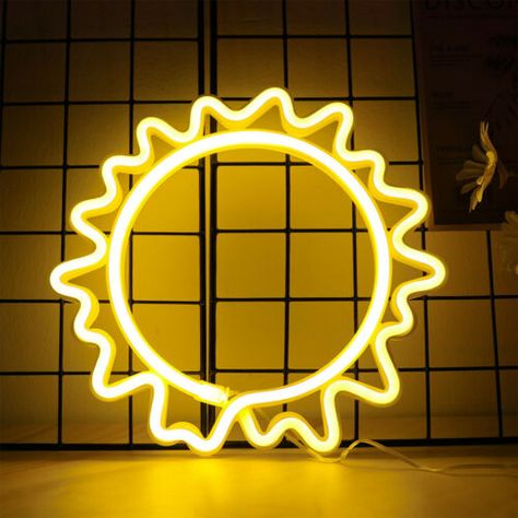 Sun Neon Sign LED Lightning Wall Hanging Lights Art Bar Decor Home Night Lamp | eBay Neon Lights Signs, Home Night, Wall Hanging Lights, Art Bar, Light Up Signs, Neon Light Signs, Night Lamp, Led Signs, Night Lamps