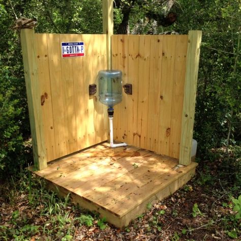 deer camp outdoor urinal - TexasBowhunter.com Community  Discussion Forums Outdoor Urinal Ideas, Outdoor Urinal, Diy Outdoor Shower Ideas, Diy Storage Rack, Deer Camp, Outdoor Toilet, Hunting Cabin, Outdoor Bath, Camping Shower