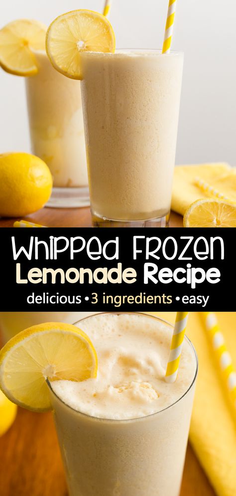 3 Ingredient Whipped Frozen Lemonade Recipe Frozen Lemonade Drinks, Frozen Blueberry Lemonade, Boozy Frozen Lemonade, Diy Frozen Lemonade, Whipped Frozen Lemonade Eating Well, Whipped Frozen Lemonade, Homemade Frozen Lemonade, Frosty Lemonade Recipe, Lemonade Slushy Recipes