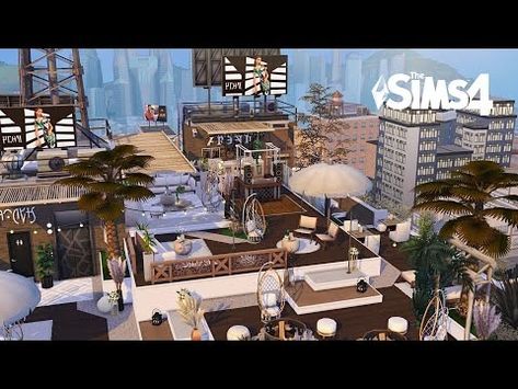 Rooftop Bar • The Sims 4 • No CC | Speed Build - YouTube Sims 4 No Cc, San Myshuno, Rooftop Bar, The Sims 4, The Sims, Sims 4, Bar, Building