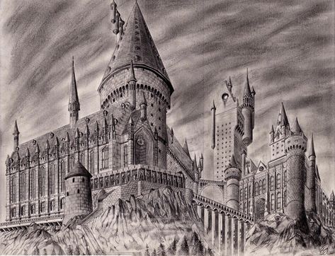 Hogwarts. Strong Pencil Fantasy Drawings. Click the image, for more art by Josh Sung. Harry Potter Sketch, Harry Potter Journal, Harry Potter Art Drawings, Harry Potter Background, Prismacolor Art, Watercolor Paintings Nature, Harry Potter Tattoos, Arte 8 Bits, Harry Potter Artwork