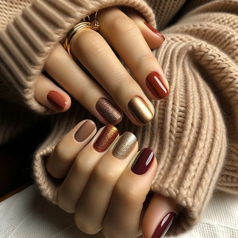 Rust Colour Nails, Autumn Nails 2024 Short, Professional Fall Nails, Fall Gel Nails, Nagel Tips, Short Nails Art, Fall Nail Art, Fall Nail Colors, Autumn Nails