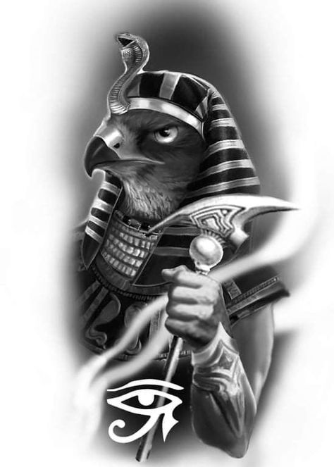 Pin em tattoos Tutankhamun Tattoo Design, Ra Egyptian God Tattoo Design, Anubis Neck Tattoo, Egyptian Gods Tattoo Design, Egyptian Eagle Tattoo, Horus Tattoo Design Ideas, Anubis And Horus Tattoo, Horus Tattoo Egyptian, Tutankhamun Tattoo