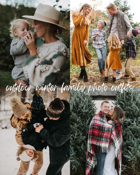 Boho Family Pictures Winter, 2023 Family Photo Trends Winter, Family Picture Color Scheme Winter Christmas Pics, Winter Family Photo Shoot Outfits, Family Christmas Pictures Outfits Outdoor, Family Photo Ideas Winter, Cold Family Photos, Outdoor Family Christmas Photos Outfits, Cold Weather Family Photo Outfits