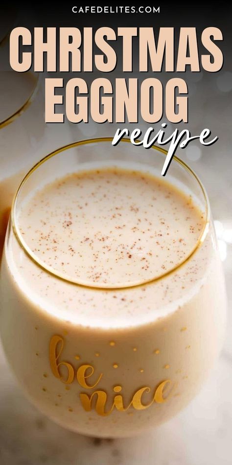 Christmas Dessert Drinks, Egg Nog Recipe Easy, Best Eggnog Recipe, Whipped Egg Whites, Eggnog Drinks, Eggnog Recipe Homemade, Creamy Eggnog, Christmas Eggnog, Easy Eggnog