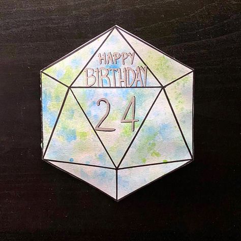 Dnd Birthday Cards, Dnd Diy, Homemade Birthday Cards, D20 Dice, Birthday Cards Diy, Diy Birthday, Happy Birthday Cards, Dungeons And Dragons, Cards Handmade