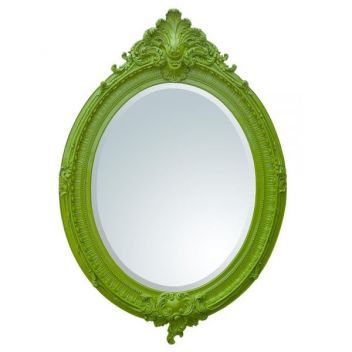 Bright Green Oval Bevelled Antique French Style Mirror Antique Glaze, French Style Mirrors, Over The Door Mirror, Dream Dorm, Overmantle Mirror, Green Mirror, Old Mirror, French Rococo, French Mirror