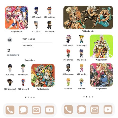 Jojo Phone Layout, Jojo's Bizarre Adventure Manga Icons, Jojo Homescreen Layout, Jojo's Bizarre Adventure Widget, Jojo Phone Theme, Jojo Themed Phone, Jjba Phone Theme, Jojo Homescreen, Jjba Phone Layout