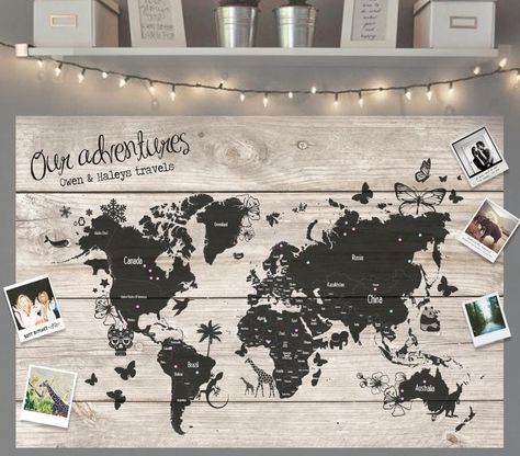 World Map Pin, World Map Pin Board, World Map With Pins, Map Pin Board, World Travel Map, Travel Map Pins, Push Pin Map, Travel Map, Pin Map