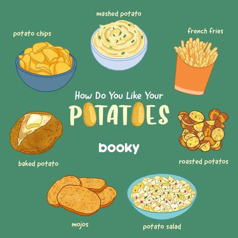 Potato Infographic, Diy Food Recipes Dinner, Food Recipes Dinner, Chinese Food Delivery, Homemade Cookbook, Recipe Drawing, Food Infographic, Food Clipart, A Potato