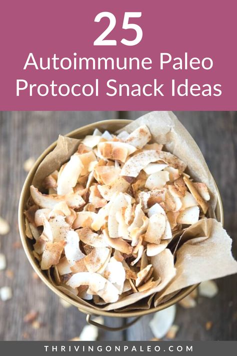 25 AIP Snack ideas – most don't require cooking and are simple to find in any grocery store. Snacking on the Autoimmune Protocol shouldn't have to be hard! Snacking while on the AIP diet… It's not as easy as running over to your local bakery and picking up a muffin and a latte, but that doesn't mean there aren't a ton of options. Aip Diet Snacks, Aip Snacks, Aip Snacks For Traveling, Aip Compliant Recipes, Aip Protocol List, Aip Eating Out, Aip Zucchini Recipes Autoimmune Paleo, Paleo Beef Recipes, Paleo Autoimmune Protocol