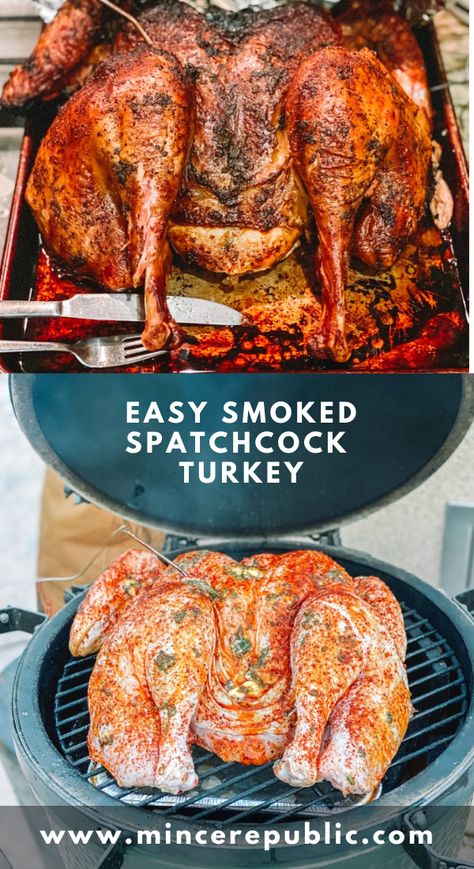 Smoked Spatchcock Turkey, Smoked Whole Turkey, Spatchcock Turkey Recipe, Christmas Bbq, Spatchcock Turkey, Winter Bbq, Big Green Egg Recipes, Egg Grill, Green Egg Recipes