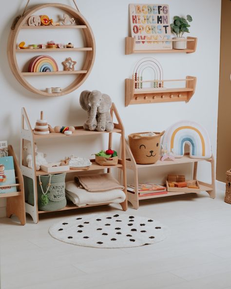 Kid's Toy Shelves are the perfect decor for your nursery! *COUPON ALERT* When you purchase 2 or more Baby Puzzles or Nursery Furniture, you can enjoy an extra discount with coupon code: CHILDUNIVERSE Use the coupon code during checkout, and watch those savings add up. Happy shopping! To make a nursery interior a complete haven for childhood, add a Montessori toy shelf to it. One of the best things about our Montessori wooden toy shelf is that it allows kids to develop active engagement with objects displayed on it. Toys, books, clothes, pencils, etc. - whatever you choose our shelf for, the little ones will have freedom of choice (greater independence!). This, in turn, will let them discover great functions of the shelf, as well as promote analytical thinking, fine motor skills, and coordi Daisy Playroom, Montessori Toy Shelf, Toy Storage Shelves, Analytical Thinking, Easy Shelves, Scandinavian Kids Rooms, Nursery Interior, Toy Shelf, Kids Shelves