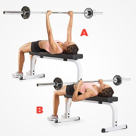 Barbell Bench Press 5 Day Workout Routine, Bench Press Workout, Thursday Workout, 5 Day Workouts, Barbell Press, Weight Training Programs, Monday Workout, Workout Routines For Women, Barbell Workout