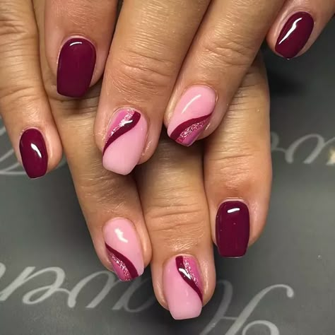 Short Fall Nail Ideas, Short Fall Nail, Berry Nails, Gel Nails French, Swirl Nails, Fall Nail Ideas, Purple Nail Art, Gel Nail Art Designs, Cherry Nails