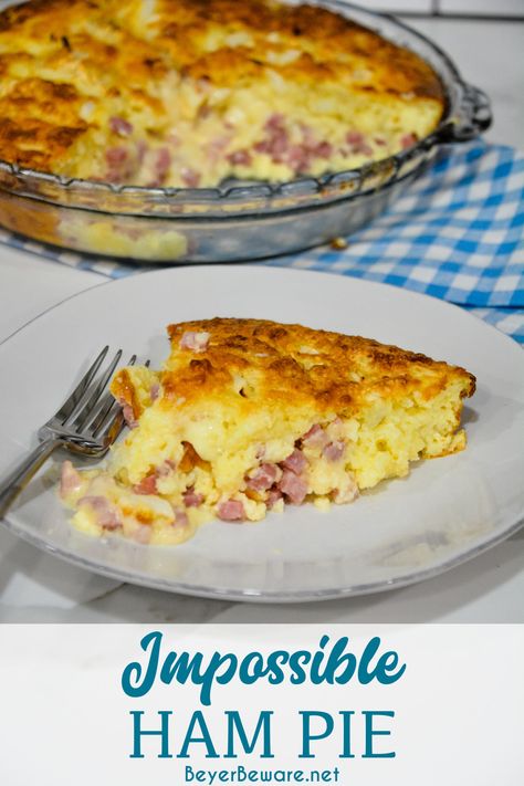 Lemon Impossible Pie Recipe, Bisquick Casseroles, Ham And Swiss Pie, Bisquick Recipes Dinner, Dinner Ham, Impossible Pies, Ham Pie, Ham Dishes, Ham And Swiss