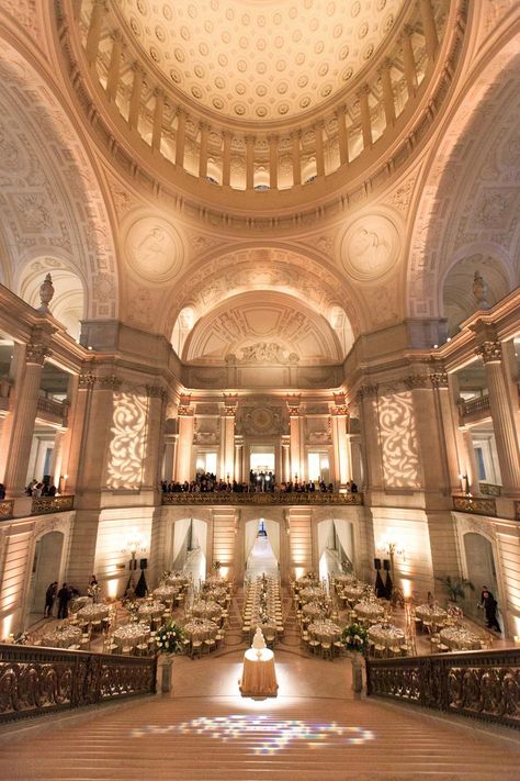 Wedding Reception Hall, San Francisco City Hall Wedding, Wedding Venues Indoor, San Francisco City Hall, Dream Wedding Venues, City Hall Wedding, Fancy Wedding, Places To Get Married, W Hotel