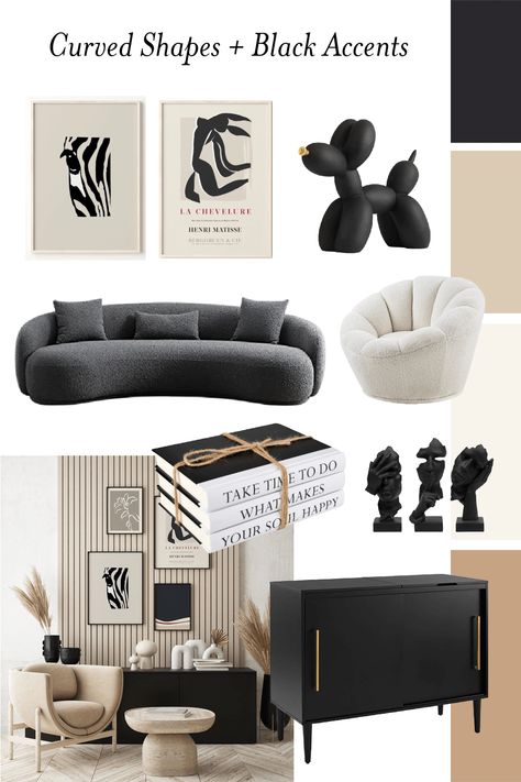 Materials Board Interior Design, Mood Board Interior, Media Room Design, Design Mood Board, Black Home Decor, Hotel Room Design, Black Living Room, Living Room Decor Inspiration, Black And White Interior