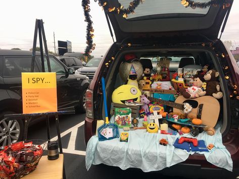 I Spy Trunk Or Treat Ideas, Friends Trunk Or Treat Theme, I Spy Trunk Or Treat, Trunk And Treat, Spy Theme, Trunker Treat Ideas, Hosting Friends, Baby First Halloween, Fall Fest